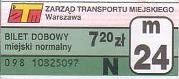 Communication of the city: Warszawa (Polska) - ticket abverse. hologram na odwrocie; mikrodruk, inny numerator