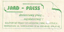 Communication of the city: Warszawa (Polska) - ticket reverse