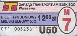 Communication of the city: Warszawa (Polska) - ticket abverse. hologram na odwrocie; mikrodruk
