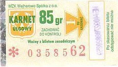 Communication of the city: Wejherowo (Polska) - ticket abverse. <IMG SRC=img_upload/_0karnet.png alt="karnet">