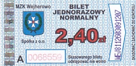 Communication of the city: Wejherowo (Polska) - ticket abverse. 