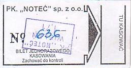 Communication of the city: Wieleń (Polska) - ticket abverse. nr seryjny pisany ręcznie