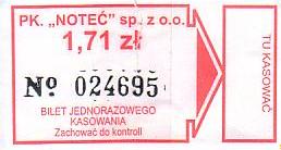 Communication of the city: Wieleń (Polska) - ticket abverse. 