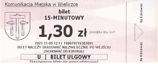 Communication of the city: Wieliczka (Polska) - ticket abverse