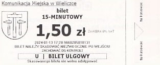 Communication of the city: Wieliczka (Polska) - ticket abverse