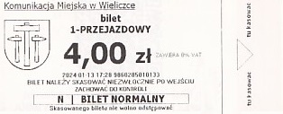 Communication of the city: Wieliczka (Polska) - ticket abverse