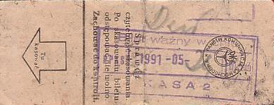 Communication of the city: Wieluń (Polska) - ticket reverse
