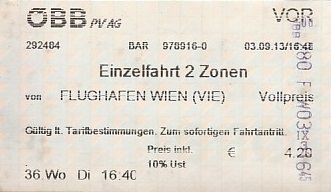 Communication of the city: Wien (Austria) - ticket abverse. 