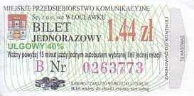 Communication of the city: Włocławek (Polska) - ticket abverse. <!--śmieszne ceny--><IMG SRC=img_upload/_0wymiana2.png>