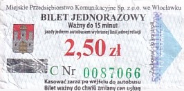 Communication of the city: Włocławek (Polska) - ticket abverse