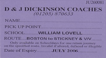 Communication of the city: Wrangle (Wielka Brytania) - ticket abverse