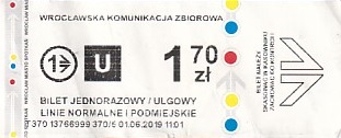 Communication of the city: Wrocław (Polska) - ticket abverse. 