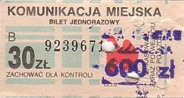Communication of the city: Wrocław (Polska) - ticket abverse. <IMG SRC=img_upload/_przebitka.png alt="przebitka">