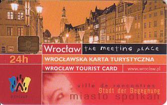 Communication of the city: Wrocław (Polska) - ticket abverse. <IMG SRC=img_upload/_chip.png alt="plastikowa karta elektroniczna, karta miejska"> UWAGA: ta elektroniczna karta turystyczna
nie została wprowadzona do powszechnego obiegu!