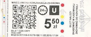 Communication of the city: Wrocław (Polska) - ticket abverse. na rewersie hologram na środku