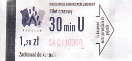 Communication of the city: Wrocław (Polska) - ticket abverse