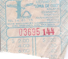 Communication of the city: Xalapa-Enríquez (Meksyk) - ticket abverse