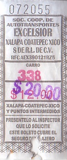 Communication of the city: Xalapa-Enríquez (Meksyk) - ticket abverse