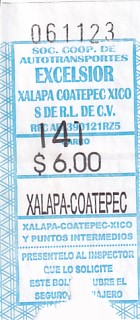 Communication of the city: Xalapa-Enríquez (Meksyk) - ticket abverse. 