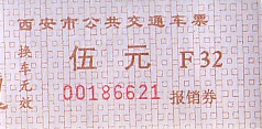 Communication of the city: Xīān [西安] (Chiny) - ticket abverse. 