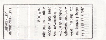 Communication of the city: Zielona Góra (Polska) - ticket reverse