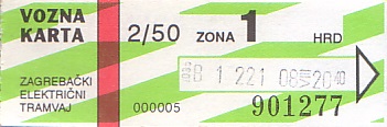 Communication of the city: Zagreb (Chorwacja) - ticket abverse