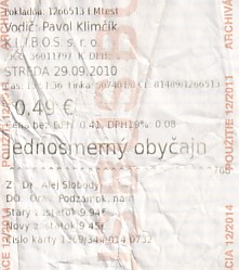 Communication of the city: Zákamenné (Słowacja) - ticket abverse