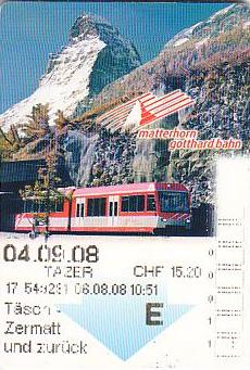 Communication of the city: Zermatt (Szwajcaria) - ticket abverse. 