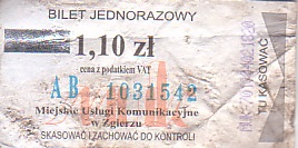 Communication of the city: Zgierz (Polska) - ticket abverse. 