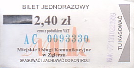 Communication of the city: Zgierz (Polska) - ticket abverse. <IMG SRC=img_upload/_0wymiana2.png>