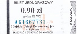 Communication of the city: Zgierz (Polska) - ticket abverse