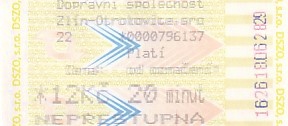 Communication of the city: Zlín (Czechy) - ticket abverse