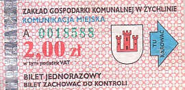 Communication of the city: Żychlin (Polska) - ticket abverse. 