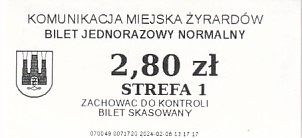 Communication of the city: Żyrardów (Polska) - ticket abverse.