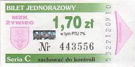 Communication of the city: Żywiec (Polska) - ticket abverse. <IMG SRC=img_upload/_0wymiana2.png>