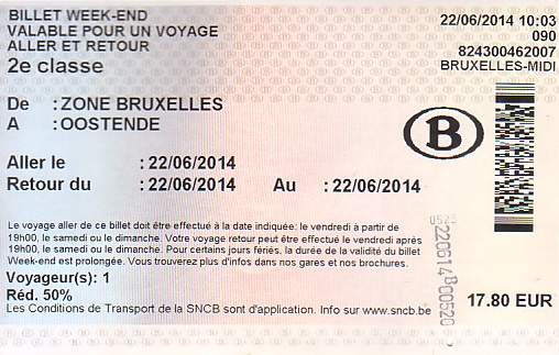 Communication of the city: (kolejowe) (Belgia) - ticket abverse