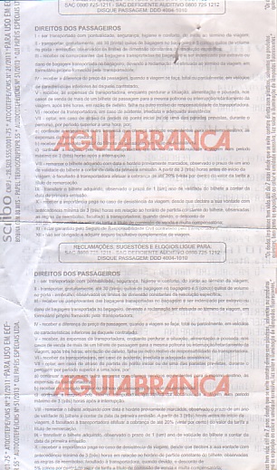 Communication of the city: (międzymiastowe) (Brazylia) - ticket reverse