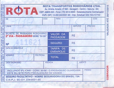 Communication of the city: (międzymiastowe) (Brazylia) - ticket abverse