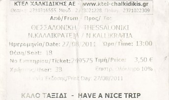 Communication of the city: (Chalkidiki) (Grecja) - ticket abverse