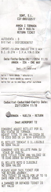 Communication of the city: Badalona (Hiszpania) - ticket abverse