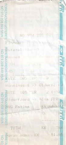 Communication of the city: (Finnmark) (Norwegia) - ticket abverse