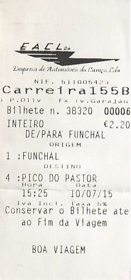 Communication of the city: (Madeira) (Portugalia) - ticket abverse. 