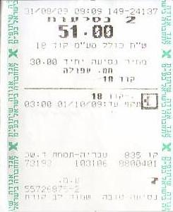 Communication of the city: (ogólnoizraelskie - Egged) (Izrael) - ticket abverse