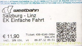 Communication of the city: (kolejowe) (Austria) - ticket abverse. 