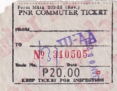 Communication of the city: (kolejowe) (Filipiny) - ticket abverse