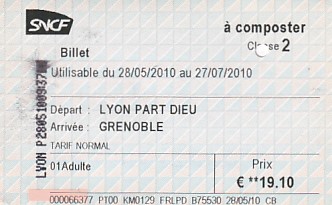 Communication of the city: (kolejowe) (Francja) - ticket abverse. 