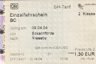 Communication of the city: (kolejowe) (Niemcy) - ticket abverse. 