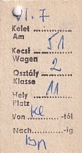 Communication of the city: (kolejowe) (Węgry) - ticket reverse