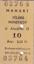 Communication of the city: (kolejowe) (Węgry) - ticket abverse. 