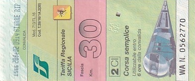 Communication of the city: (kolejowe) (Włochy) - ticket abverse. 